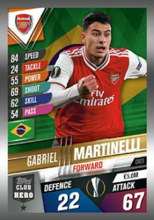 Gabriel Martinelli Arsenal Topps Match Attax 101 2019/20 Club Hero #CH23
