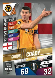 Conor Coady Wolverhampton Wanderers Topps Match Attax 101 2019/20 Club Hero #CH26