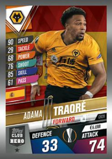 Adama Traore Wolverhampton Wanderers Topps Match Attax 101 2019/20 Club Hero #CH28
