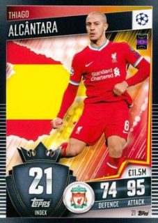 Thiago Alcantara Liverpool Topps Match Attax 101 2020/21 #21