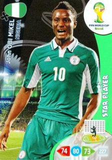 John Obi Mikel Nigeria Panini 2014 World Cup Star Player #264