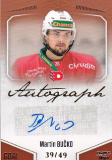Martin Bucko Pardubice B Chance liga 2022/23 2. serie GOAL Cards Autograph /49 #147