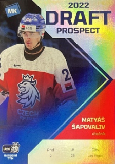 Matyas Sapovaliv Reprezentace Moje Karticky Narodni Tym 2021/22 MK Draft Prospects #3