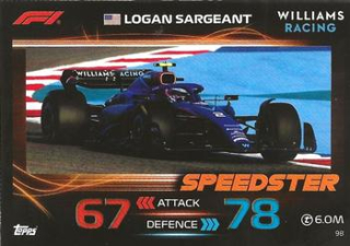 Logan Sargeant Williams Topps F1 Turbo Attax 2023 #98