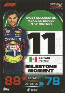 Sergio Perez Red Bull Topps F1 Turbo Attax 2023 F1 Milestone Moments 2022 #174