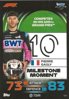 Pierre Gasly Alpine Topps F1 Turbo Attax 2023 F1 Milestone Moments 2022 #177