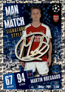 Martin Odegaard Arsenal 2023/24 Topps Match Attax ChL Man of the Match Signature Style #407