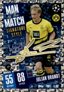 Julian Brandt Borussia Dortmund 2023/24 Topps Match Attax ChL 1st edition Man of the Match Signature Style #417