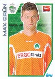 Max Grun Greuther Furth samolepka Topps Bundesliga 2012/13 #107
