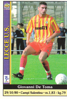 Giovanni De Toma Lecce Mundicromo Calcio 2001 #199