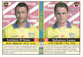 Lorenzo D'Anna/Salvatore Lanna/Conceicao Silva Eriberto/Ciro De Cesare Chievo Verona Mundicromo Calcio 2001 #443