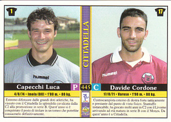 Giulio Giacomin/Fabio Filippi/Capecchi Luca/Davide Cordone Cittadella Mundicromo Calcio 2001 #445