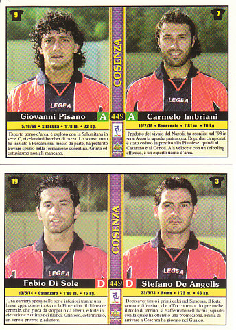 Giovanni Pisano/Carmelo Imbriani/Fabio Di Sole/Stefano De Angelis Cosenza Mundicromo Calcio 2001 #449