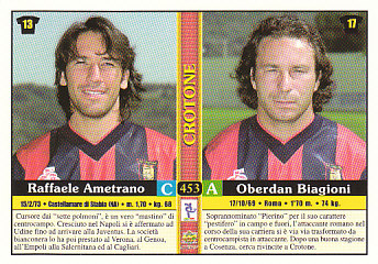Andrea Deflorio/Giuseppe Sculli/Raffaele Ametrano/Oberdan Biagioni Crotone Mundicromo Calcio 2001 #453