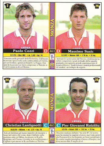 Paolo Cozzi/Massimo Susic/Christian Lantignotti/Pier Giovanni Rutzittu Monza Mundicromo Calcio 2001 #461