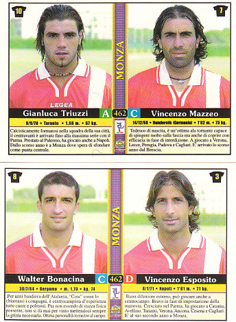 Walter Bonacina/Vincenzo Esposito/Gianluca Triuzzi/Vincenzo Mazzeo Monza Mundicromo Calcio 2001 #462
