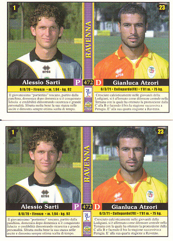 Alessio Sarti/Gianluca Atzori/Davide Tentoni/Cristiano Scapolo Ravenna Mundicromo Calcio 2001 #472
