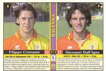 Filippo Cristante/Giovanni Dall'Igna/Alessandro Lamonica/Emiliano Biliotti Ravenna Mundicromo Calcio 2001 #473