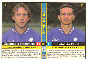 Francesco Flachi/Carmine Esposito/Giampaolo Manighetti/Fabrizio Ficini Sampdoria Mundicromo Calcio 2001 #480