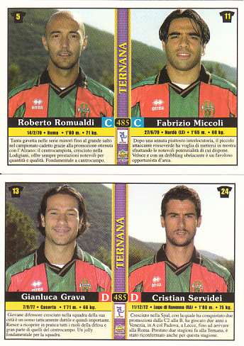 Roberto Romualdi/Fabrizio Miccoli/Gianluca Grava/Cristian Servidei Ternana Mundicromo Calcio 2001 #485