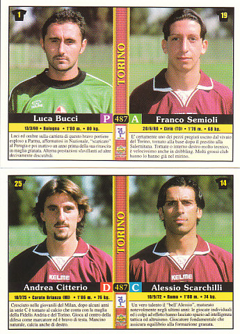 Andrea Citterio/Alessio Scarchilli/Luca Bucci/Franco Semioli Torino Mundicromo Calcio 2001 #487