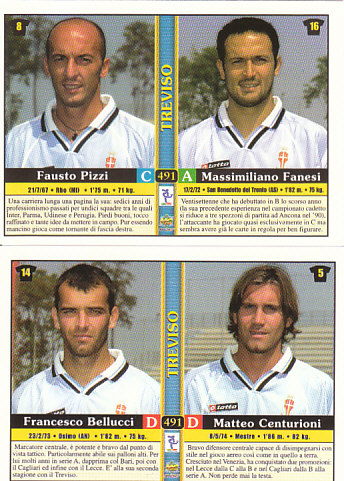 Fausto Pizzi/Massimiliano Fanesi/Francesco Bellucci/Matteo Centurioni Treviso Mundicromo Calcio 2001 #491