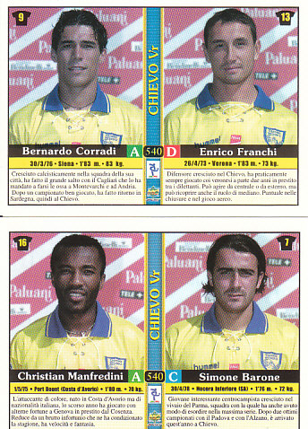 Bernardo Corradi/Enrico Franchi/Christian Manfredini/Simone Barone Chievo Verona Mundicromo Calcio 2001 Ultima Ora I #540