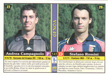 Andrea Campagnolo/Stefano Rossini/Andrea Sussi/Roberto Breda Genoa Mundicromo Calcio 2001 Ultima Ora I #545