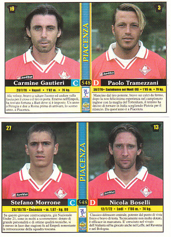 Stefano Morrone/Nicola Boselli/Carmine Gautieri/Paolo Tramezzani Piacenza Mundicromo Calcio 2001 Ultima Ora I #548