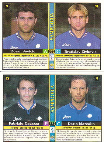 Fabrizio Casazza/Dario Marcolin/Zoran Jovicic/Bratislav Zivkovic Sampdoria Mundicromo Calcio 2001 Ultima Ora I #552